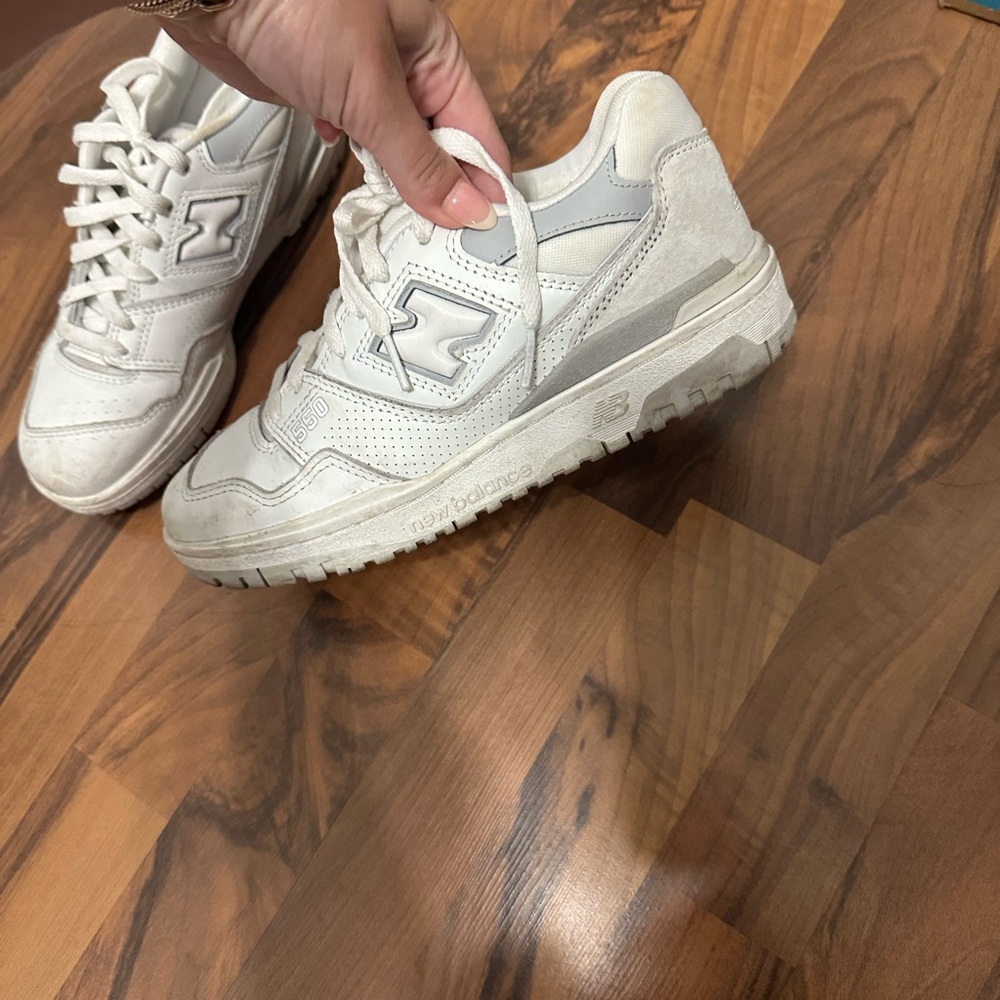 New Balance White and Gray 550 Sneakers